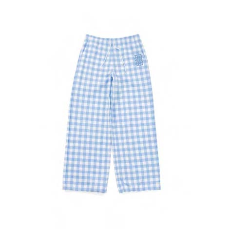 GINGHAM PRINT BAGGY SWEATPANTS