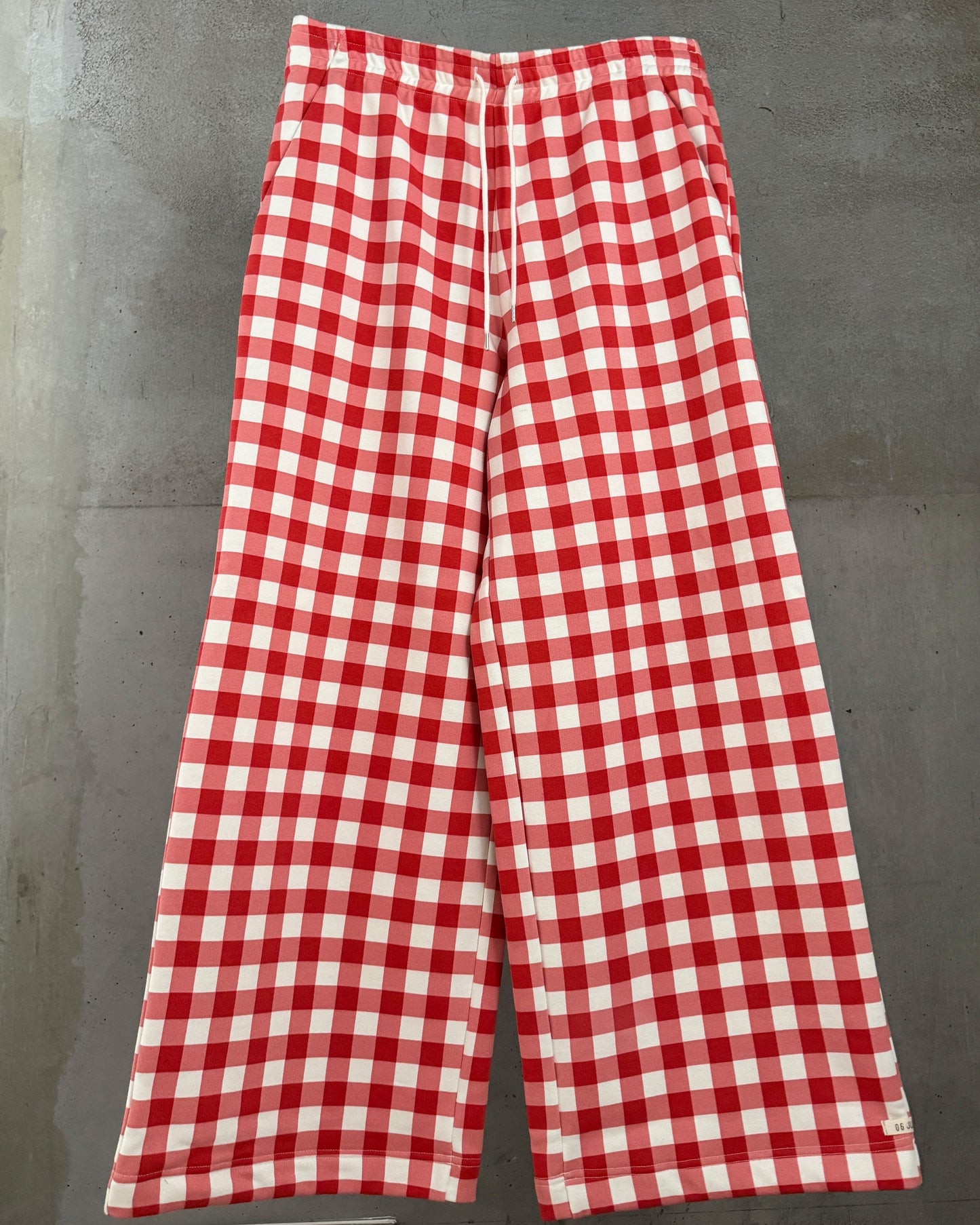 GINGHAM PRINT BAGGY SWEATPANTS